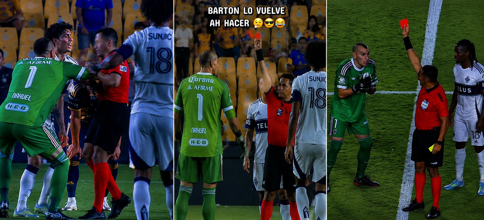 Iván Barton no dudó: expulsó a dos figuras de Tigres y un empujón podría costarle caro a Nahuel Guzmán